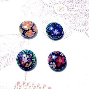 Handmade magnets, 4-pack Floral pattern magnet set, 1-inch mini decorative